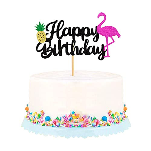Unimall Flamingo Pineapple Cake Topper Happy birthday Cake picks Summer Tropical Hawaiian Luau Themed Glitter Party Decorations Unimall Flamingo Pineapple Cake Topper Happy birthday Cake picks Summer Tropical Hawaiian Luau Themed Glitter Party Decorations