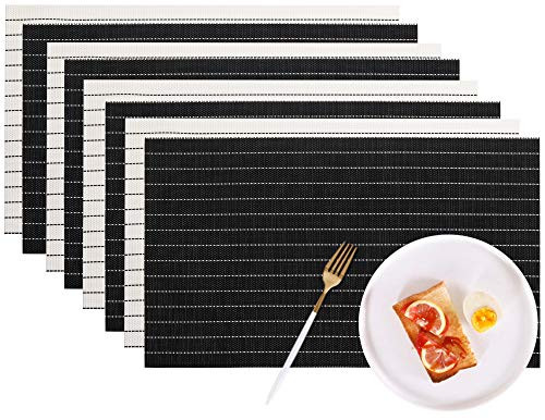 Placemats Set of 8 for Dining Table Washable Woven Vinyl Placemat Non-Slip Heat Resistant Kitchen Table Mats Easy to Clean Placemats Set of 8 for Dining Table Washable Woven Vinyl Placemat Non-Slip Heat Resistant Kitchen Table Mats Easy to Clean