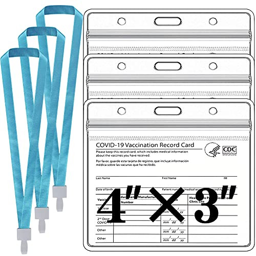 -3PCS-Lanyard- TSAIYOGA Vaccine Card Protector CDC Vaccination Card Protector 4x3 Covid Vaccine Card Holder Immunization Card Sleeve Plastic Waterproof