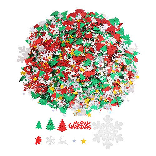CCINEE 100g-4800 Pieces Christmas New Year Metallic Foil Confetti Sequins Table Confetti Bright Christmas and New Year Decoration Set -Christmas Confetti-