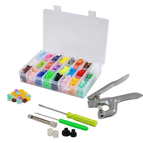 HFXML Snaps and Snap Pliers Set, 360 Sets T5 Plastic Buttons for Sewing and Crafting