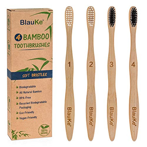Bamboo Toothbrush Soft Bristle 4-Pack Natural Soft Toothbrushes for Adults Black Charcoal Toothbrushes Included Eco Friendly Wooden Toothbrushes Soft Bristles Biodegradable Bamboo Toothbrushes Bamboo Toothbrush Soft Bristle 4-Pack Natural Soft Toothbrushes for Adults Black Charcoal Toothbrushes Included Eco Friendly Wooden Toothbrushes Soft Bristles Biodegradable Bamboo Toothbrushes