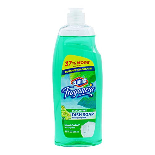 Clorox Fraganzia Liquid Dishwashing Soap Cuts Through Tough Grease FAST Quick Rinsing Formula Washes Away Germs A Powerful Clean You Can Trust Island Orchid Scent 22 Ounces