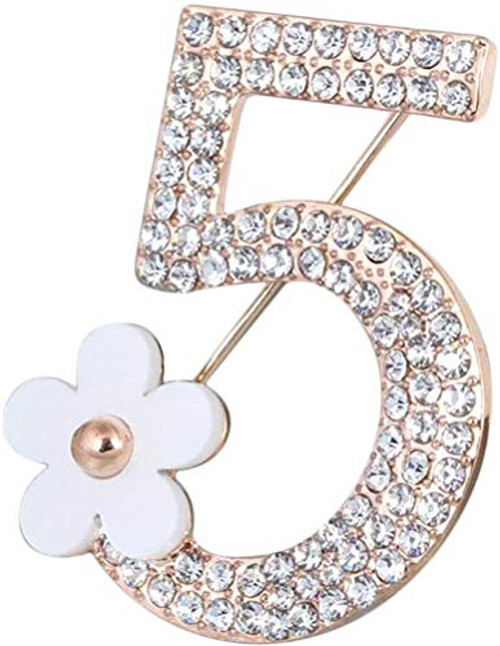 Comelyjewel Brooch Pin Number Five Pin Brooch Corsage Scarf pin Rhinestones Breastpin for Wedding-Banquet-Bouquet Golden Comelyjewel Brooch Pin Number Five Pin Brooch Corsage Scarf pin Rhinestones Breastpin for Wedding-Banquet-Bouquet Golden