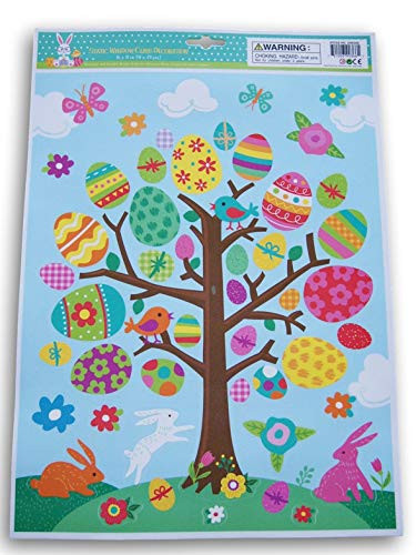Easter and Spring Themed Static Window Clings - Easter Egg Tree - 18 Piece