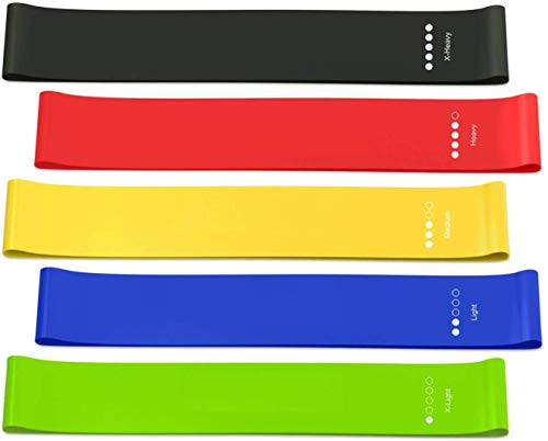 Resistance Loop Exercise Bands Set of 5 Fitness Bands Perfect for Legs and Butt Yoga Strength Training Pilates Natural Latex Workout Bands