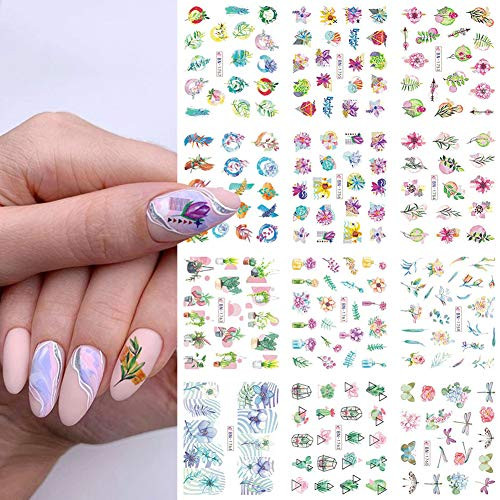 Nail Art Stickers Water Transfer Nail Decals 12 Sheets Spring and Summer Flower Small Floral Nail Stickers Nail Art Supplies Watermark Flowers Leaf Decal Simple Slider for Manicure Nail Decorations Nail Art Stickers Water Transfer Nail Decals 12 Sheets Spring and Summer Flower Small Floral Nail Stickers Nail Art Supplies Watermark Flowers Leaf Decal Simple Slider for Manicure Nail Decorations