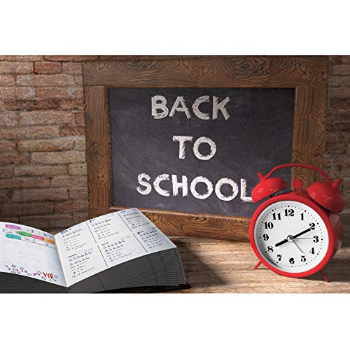 OERJU 5x3ft Back to School Backdrop Blackboard Clock Notebook Classroom Backdrop Oline Teaching Background Homecoming Students Children Graduation Photo Wallpaper