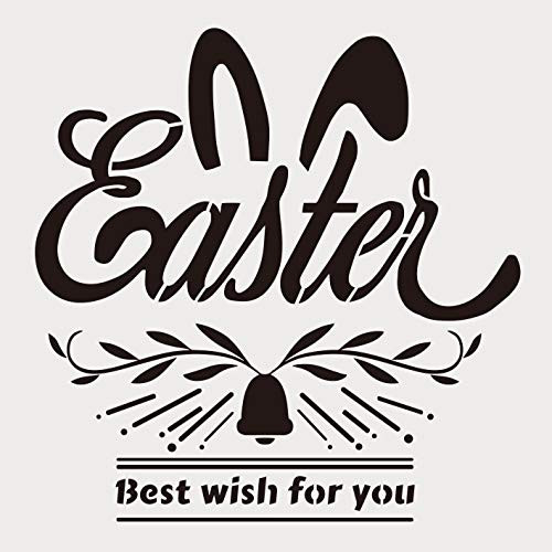 Large Letter Happy Spring Easter Stencils for Painting on Wood Canvas Walls Best Wishes for You Easter Stencils for Paint Wood Signs Kids DIY Crafts Home Decor Reusable Plastic Stencil?12" x 12"?