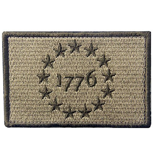 Tactical USA 1776 Patriot Milltary Embroidered Applique Morale Hook  and  Loop Patch - Subdued