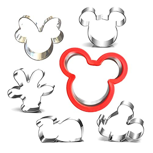 Mickey Minnie Mouse Cookie Cutter Sandwich Cutter Set-6 Pieces-Mickey MinnieHead Face Hand Foot Mouse Baking Mold Mickey Sandwich Cutter for Kids