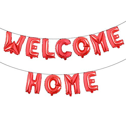 16 inch Welcome Home Balloon Banner Style Balloons Foil Letter Balloon Anniversary Celebration Party Decorations -Welcome Home RED- 16 inch Welcome Home Balloon Banner Style Balloons Foil Letter Balloon Anniversary Celebration Party Decorations -Welcome Home RED-