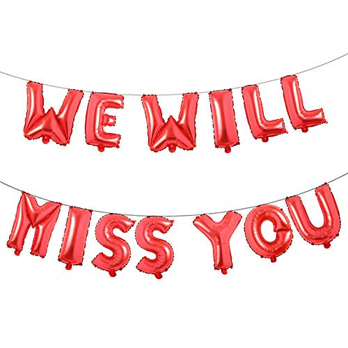 Farewell Party Decorations Supplies We Will Miss You Balloon Banner Kit Going Away Party Goodbye Retirement Office Work Party Office Work Graduation Decorations -WE Will Miss You RED-