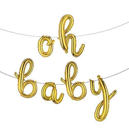 16 Inch Lowercase Oh Baby Foil Letters Balloons Banner Hanging Party Kit for Baby Shower Gender Reveal Party Decoration Supplies -L oh Baby Gold- 16 Inch Lowercase Oh Baby Foil Letters Balloons Banner Hanging Party Kit for Baby Shower Gender Reveal Party Decoration Supplies -L oh Baby Gold-