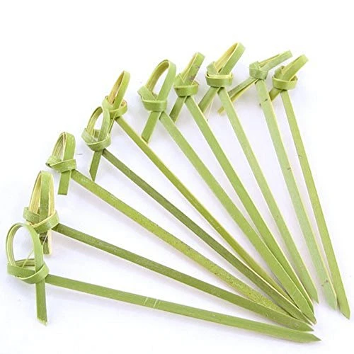 JapanBargain 1597x2 Cocktail Picks Appetizer Picks Bamboo Skewers for Snack Sandwich Finger Food Tapas Fruit Kabob BBQ Hors Doeuvre Twisted End Knotted Bamboo Sticks 6 inch 100 pcs