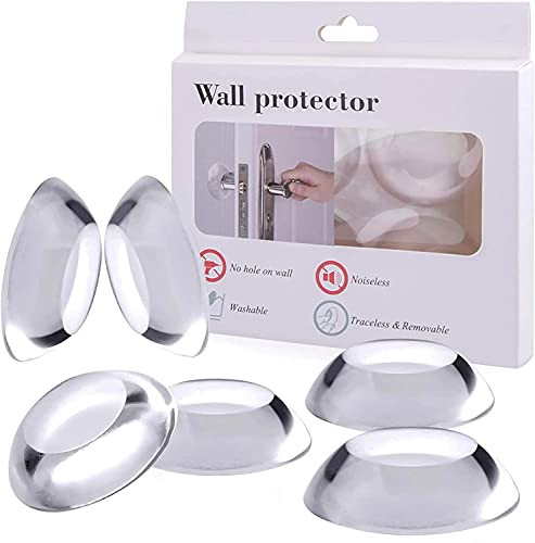 Door Stopper Strong Wall Door Car Handle Protector 6PCS 2" Round Clear Rubber Door Bumper Set Self Adhesive  and  Reusable Shock Absorbent Quiet Wall Shield Silencer