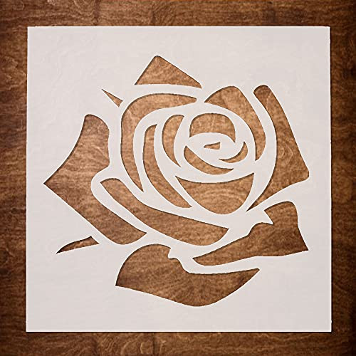 Rose Stencil for Painting on Wood Canvas Paper Fabric Walls and Furniture - Rose Flower Stencil - 6x6 Inches - Reusable DIY Art and Craft Stencils - Floral Stencil