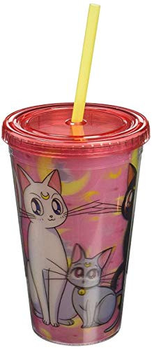 JUST FUNKY Sailor Moon OFFICIAL"Kitties of Sailor Moon" Featuring Luna, Artemis & Diana PREMIUM Tumbler Travel Cup,16ozÂ (BPA-Free)