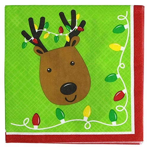 Paper Disposable Party Napkins Dinner Size Friends of Santa 64-Count