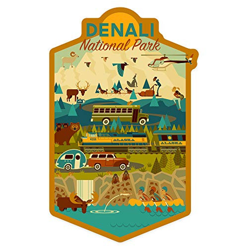 Lantern Press Denali National Park Geometric National Park Series Contour 97404 -Vinyl Die-Cut Sticker Indoor-Outdoor Large-