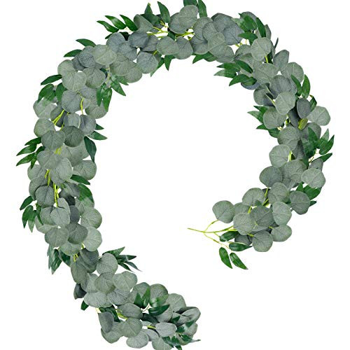 COCOBOO 6.5 Feet Eucalyptus Garland Artificial Silver Dollar Eucalyptus Leaves Garland with Willow Vines Twigs Leaves Greenery Garland Fake Vines for Wedding Table Runner Arch Wall Decor COCOBOO 6.5 Feet Eucalyptus Garland Artificial Silver Dollar Eucalyptus Leaves Garland with Willow Vines Twigs Leaves Greenery Garland Fake Vines for Wedding Table Runner Arch Wall Decor