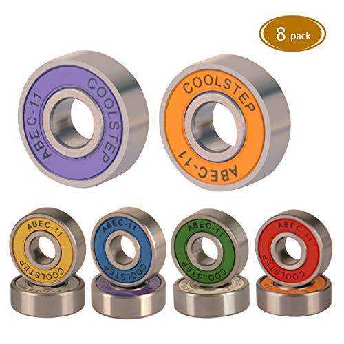 Spruce Skateboard Bearing, ABEC-11 High Speed Skating Steel Wheel Roller, Precision Skate Bearings for Longboard, Kick Scooter, Inline and Roller Skates (8 Pack)