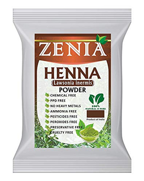 Zenia 100 percent Pure Natural Henna Powder Hair Dye Color Triple Sifted Lawsonia Inermis 1-2 Pound -227 grams-