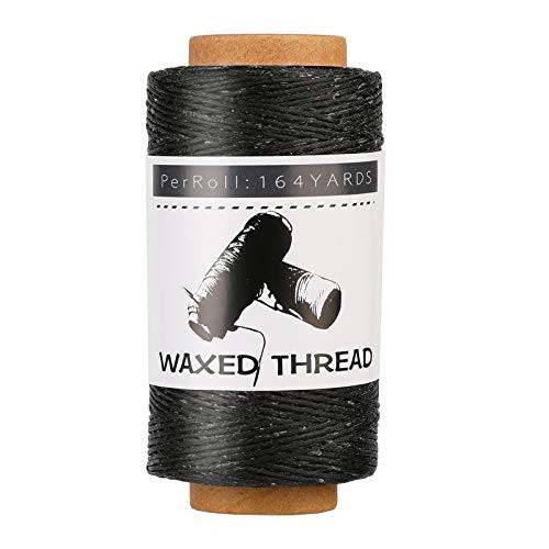 Jupean Waxed Thread 150m -164Yards Black Leather Waxed Thread Leather Sewing Thread Hand Stitching Thread for Hand Sewing Leather Bookbinding and Beginners Leather Craft DIY