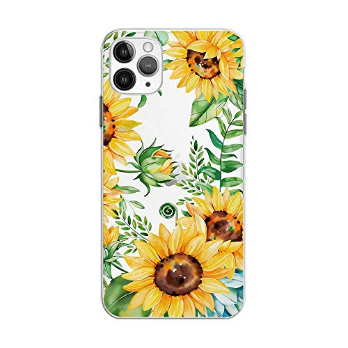 FancyCase Compatible with iPhone 12 Pro Max -6.7 inch--Flower Pattern Soft Silicone Protective Transparent iPhone 12 Pro Max Case -Big Sunflowers-