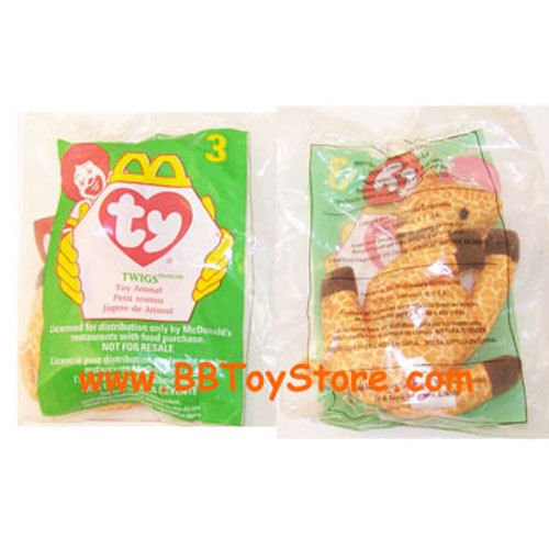 TY McDonald's Teenie Beanie - #3 TWIGS the Giraffe -1998- -4.5 inch- - New MIP#by-www.bbtoystore.com