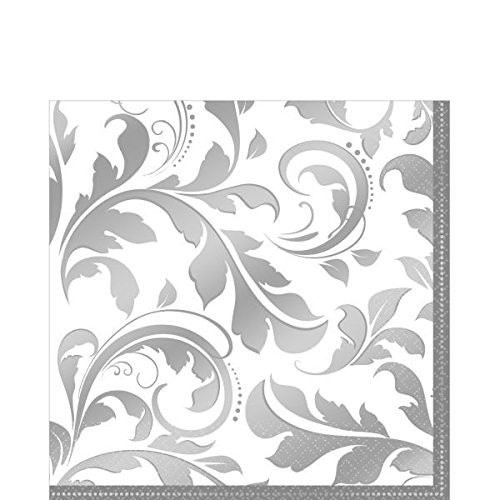 Amscan Luncheon Napkins Party Supplies 16 Pieces Silver