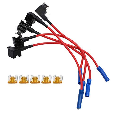 HUIQIAODS 12V 5A Standard Car Add A Circuit Fuse Tap Adapter Mini ATM APM Blade Fuse Holder Pack of 5 -5 fuse holder-5 mini blade-