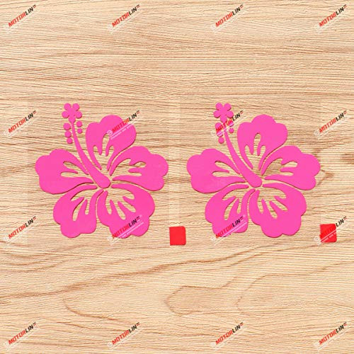 Hibiscus Flower Hawaii Hawaiian Vinyl Decal Sticker - 2 Pack Hot Pink 3 Inches - No Background for Car Boat Laptop Cup Phone