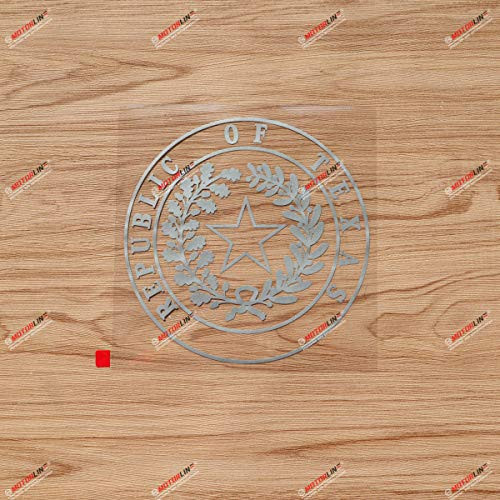 Texas State Seal TX Decal Vinyl Sticker American State - Silver 6 Inches - Die-Cut No Background for Car Boat Laptop Cup