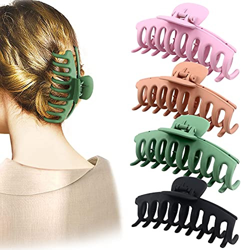 4 Packs Big Hair Claw Clips 4.3 Inch Nonslip Large Claw Clips for Thick Hair Strong Hold Hair Clips for Women and Girls 4 Packs Big Hair Claw Clips 4.3 Inch Nonslip Large Claw Clips for Thick Hair Strong Hold Hair Clips for Women and Girls