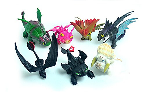 How To Train Your Dragon Toothless Night Fury Squirt and Float Dragons Set of 7 Pcs Toothless Action Figures Child Toys Gift Cake toppers