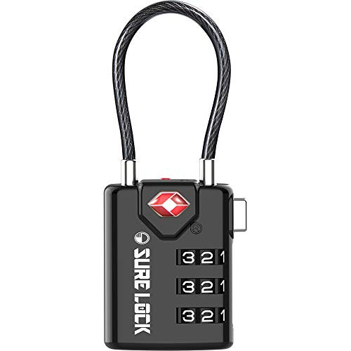 SURE LOCK TSA Compatible Travel Luggage Locks Inspection Indicator Easy Read Dials TSA Approved with Zinc Alloy
-L Black 1 Pack- SURE LOCK TSA Compatible Travel Luggage Locks Inspection Indicator Easy Read Dials TSA Approved with Zinc Alloy
-L Black 1 Pack-