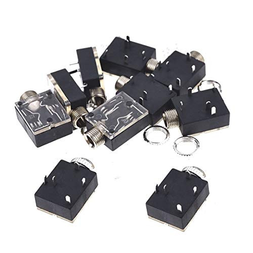 QMseller 10 Pcs Plastic PCB Mount 5-Pin Stereo 3.5mm Socket Audio Connector