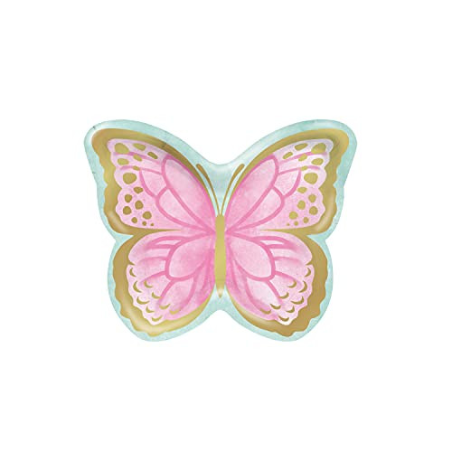 Golden Butterfly Shaped Paper Plates 8 ct