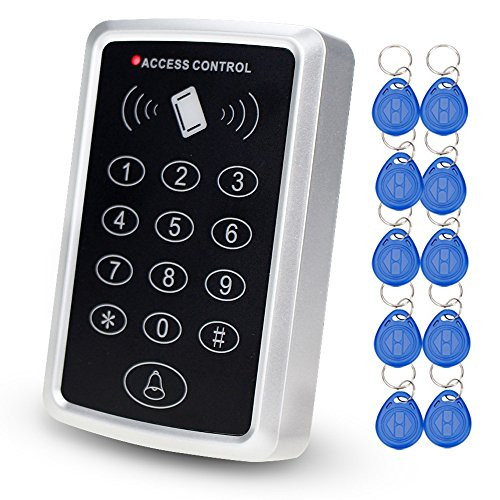 LIBO 125KHz RFID Standalone Access Control Keypad Access Controller Reader 1000 Users with 10 RFID Keychains for Door Lock Entry Security System