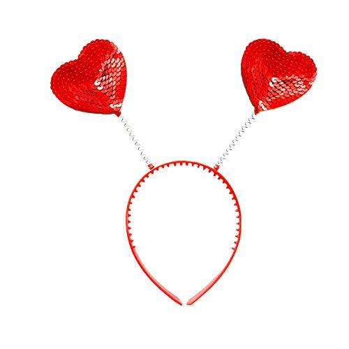 Soochat Love Heart Sequin Headband Valentine's Day Headband Red Heart Hair Hoop Valentine Party Hair Accessories Photo Props