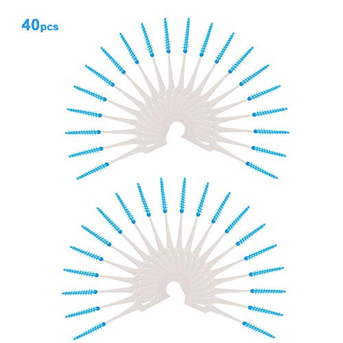 Leeofty 40pcs Double-ended Toothpick Soft Silicone Tooth Picks Dental Floss Interdental Brush teeth Stick Dental Hygiene Tools