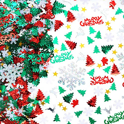 Merry Christmas Party Confetti - Christmas Tree Snowflakes Foil Metallic Sequins Table Confetti Santa Xmas New Years Winter Wonderland Birthday Party Celebration Sprinkles Confetti Decorations 60g