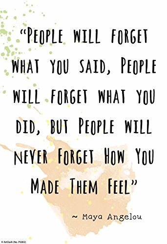 Wall Art Print ~ MAYA ANGELOU Famous Quote: '...People will Never Forget How You Made them FEEL...' (13"×19" Small Poster)