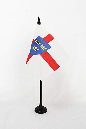 AZ FLAG East Anglia Table Flag 4'' x 6'' - East Anglia - England Desk Flag 15 x 10 cm - Black Plastic Stick and Base