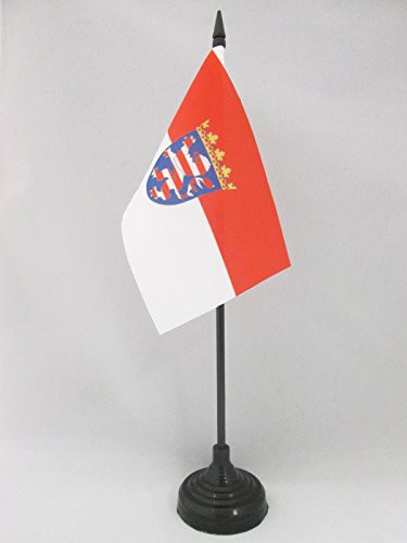 AZ FLAG Hesse Table Flag 4'' x 6'' - Germany - German Region of Hesse Desk Flag 15 x 10 cm - Black Plastic Stick and Base
