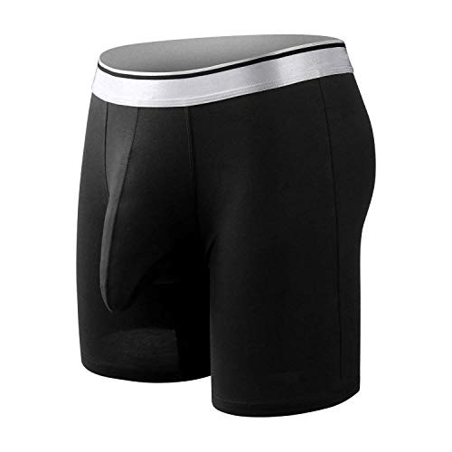 Mongous Men's Underwear Trunks Mid Waist Large Size Mid Rise Elephant Nose Mesh Boxer Briefs Black