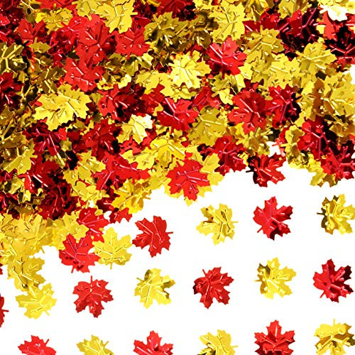 Fall Party Table Scatter Confetti - Thanksgiving Day Maple Leaves Foil Metallic Sequins Confetti Autumn Carnival Party Sprinkles Confetti Decorations 60g
