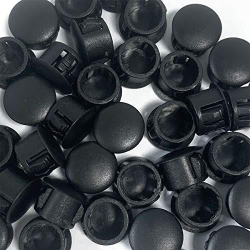 YEJI 25PCS 1-2" 13mm 0.51in Panel Plugs Hole Plugs -Mounting Hole- 12.5-13mm- Plastic Flush Type Hole Plugs Home Furniture Fastener Plastic Pipe Choke Plug Black Color