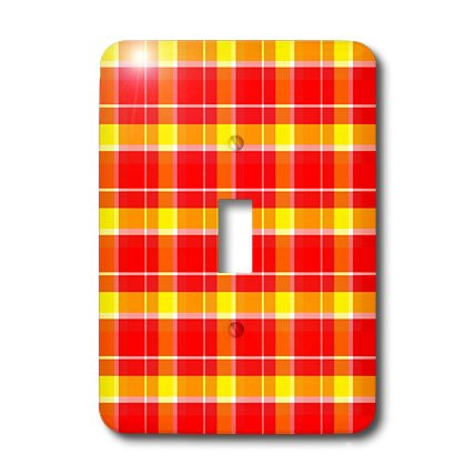 3dRose lsp_27404_1 Large red and yellow country plaid Toggle Switch Multi-Color
